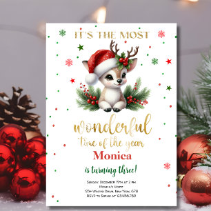 Most wonderful time christmas birthday invitation