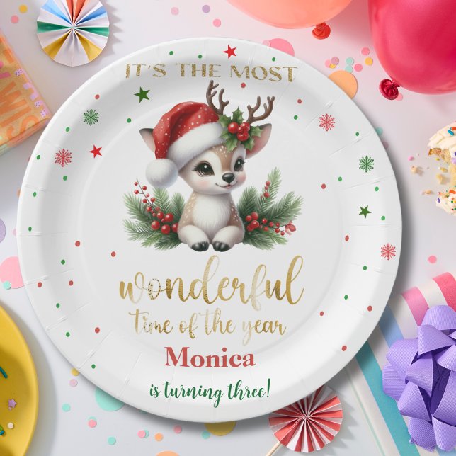 Most wonderful time christmas birthday paper plate (Creator Uploaded)