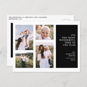 Most wonderful time christmas multi photo  announc holiday postcard
