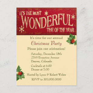 Most Wonderful Time Christmas Party Invitation