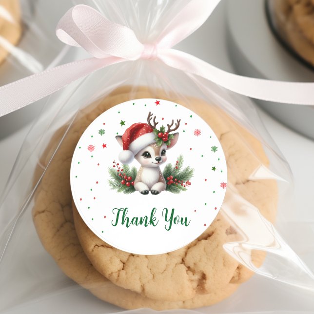 Most wonderful time christmas thank you classic round sticker (Creator Uploaded)