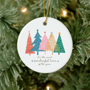 Most Wonderful Time Christmas Tree Holiday Ceramic Tree Decoration
