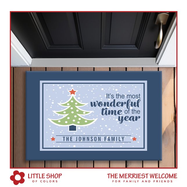 Most Wonderful Time Christmas Tree Personalised Doormat (Creator Uploaded)