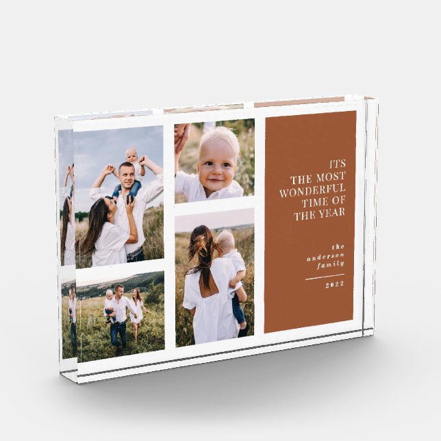 Most wonderful time elegant terracotta multi photo block (Left)