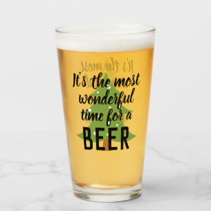 Most Wonderful Time for a Beer Funny Christmas Glass