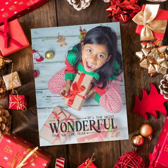 Most wonderful time kid photo fun Christmas Holiday Postcard (Creator Uploaded)