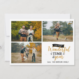Most wonderful time Mustard Holiday photo collage Card
