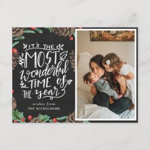 Most Wonderful Time Of The Year   Chalkboard Postcard