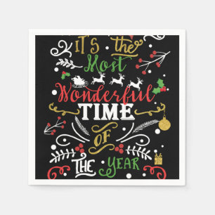 Most Wonderful Time of the Year Christmas Holiday Napkin