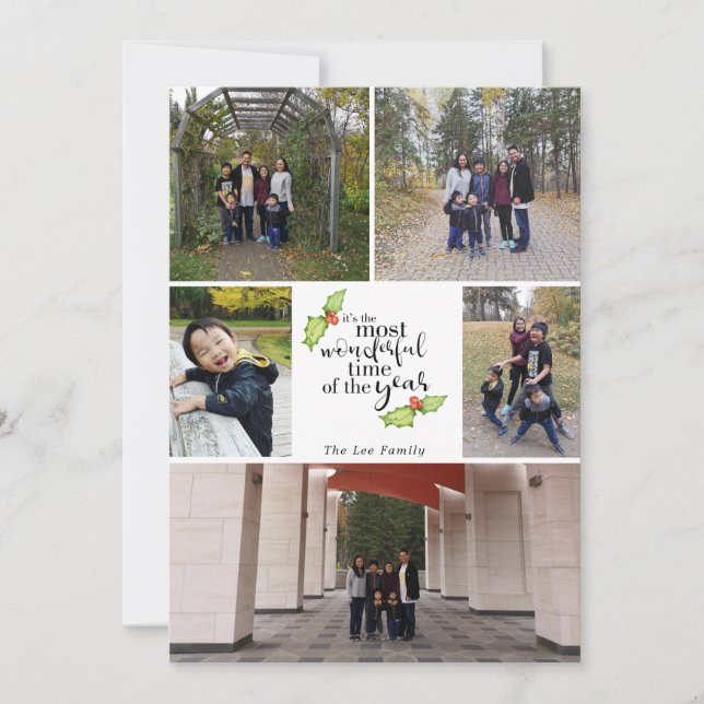 Most Wonderful Time of the Year Family Photo Holiday Card (Front)