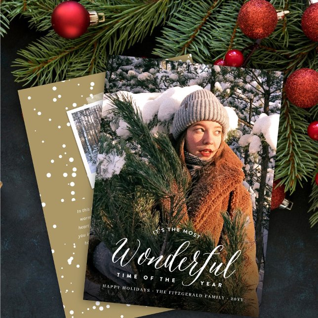 Most Wonderful Time Of The Year Modern Photo Holiday Card (Creator Uploaded)