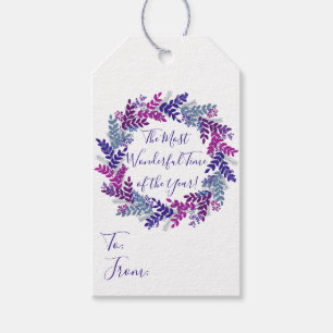 Most Wonderful Time of the Year Purple Christmas Gift Tags
