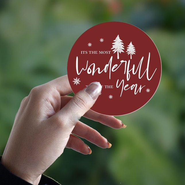  Most Wonderful Time Of The Year Red And White Classic Round Sticker (Creator Uploaded)