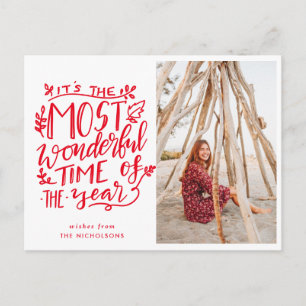 Most Wonderful Time Of The Year   Script Holiday Postcard