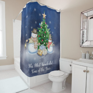 Most Wonderful Time of the Year snowmen Shower Curtain