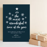Most Wonderful Time of Year Blue Script Non Photo Holiday Card<br><div class="desc">Most Wonderful Time of Year Blue Script Non Photo Holiday Card. Send customisable and personalised holiday greetings to friends,  colleagues and family in simple,  chic,  elegant and modern photo design festive,  natural minimalist style cards! Below the calligraphy features your custom greeting message in modern typography.</div>