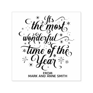 Most Wonderful Time of Year Christmas Family Name Self-inking Stamp