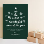 Most Wonderful Time of Year Green Script Non Photo Holiday Card<br><div class="desc">Most Wonderful Time of Year Green Script Non Photo Holiday Card. Send customisable and personalised holiday greetings to friends,  colleagues and family in simple,  chic,  elegant and modern photo design festive,  natural minimalist style cards! Below the calligraphy features your custom greeting message in modern typography.</div>