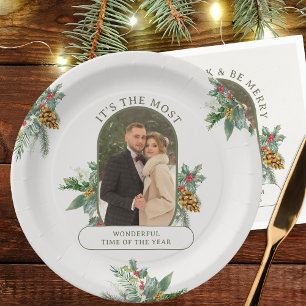 Most Wonderful Time of Year Photo Christmas Paper Plate