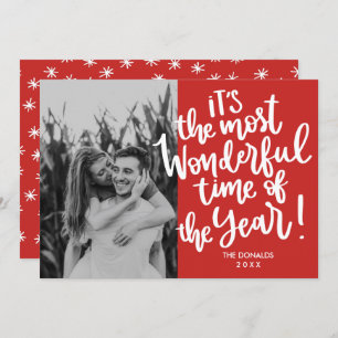Most Wonderful time of Year   RED HOLIDAY Photo Invitation
