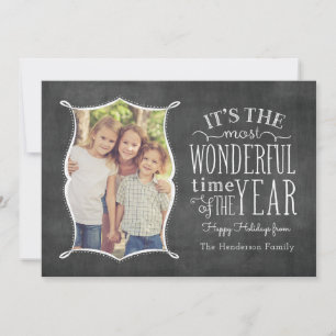 Most Wonderful Time Vintage Chalkboard Holida Card