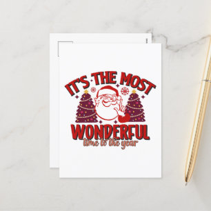 Most wonderful time year Santa Christmas Holiday Postcard