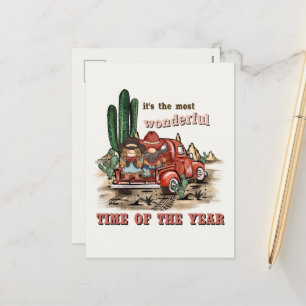 Most wonderful time year word art Christmas Holiday Postcard