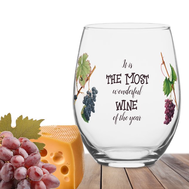 Most Wonderful Wine of the Year Funny  Stemless Wine Glass (Creator Uploaded)