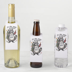 Most Wonderful Wine of the Year Racoon  Bottle Tag