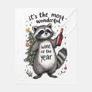 Most Wonderful Wine of the Year Racoon Fleece Blanket