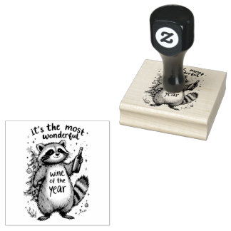 Most Wonderful Wine of the Year Racoon  Rubber Stamp