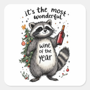 Most Wonderful Wine of the Year Racoon  Square Sticker