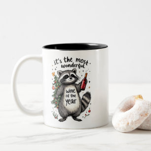 Most Wonderful Wine of the Year Racoon  Two-Tone Coffee Mug