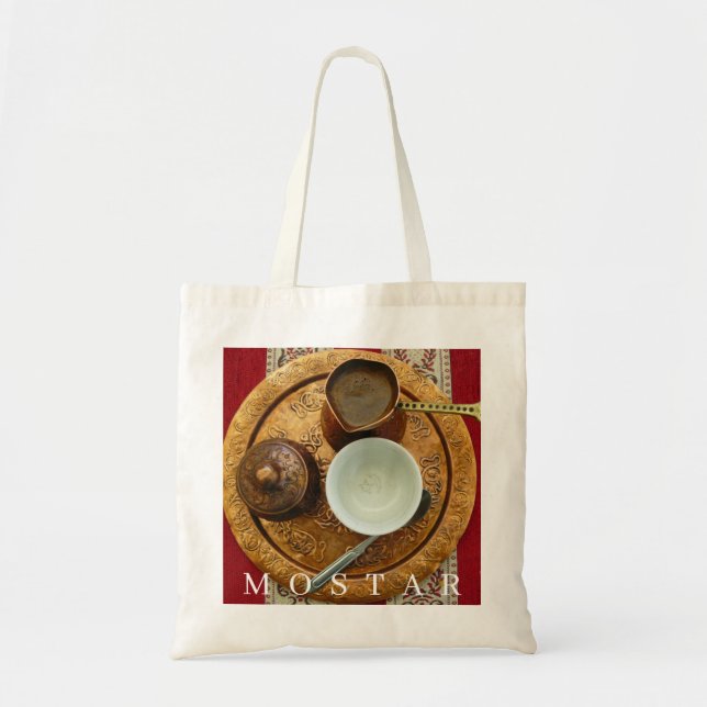 Mostar Bosnian coffee set tote bag (Front)