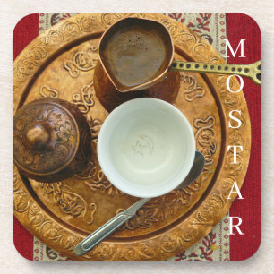 Mostar Bosnian coffee set view coasters