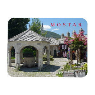 Mostar mosque courtyard view fridge magnet