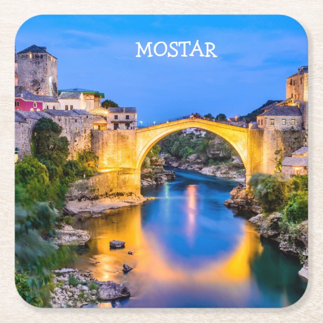 Mostar Square Paper Coaster (Front)