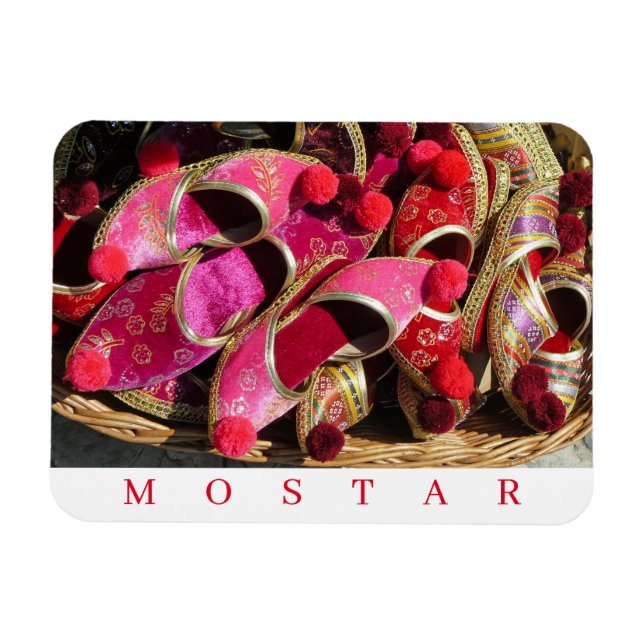 Mostar traditional pink slippers fridge magnet (Horizontal)