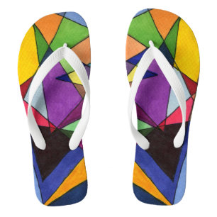 "Mostly Acutes" abstract flip flops. Jandals
