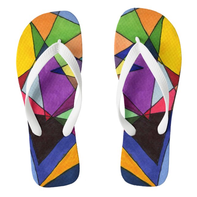 "Mostly Acutes" abstract flip flops. Jandals (Footbed)