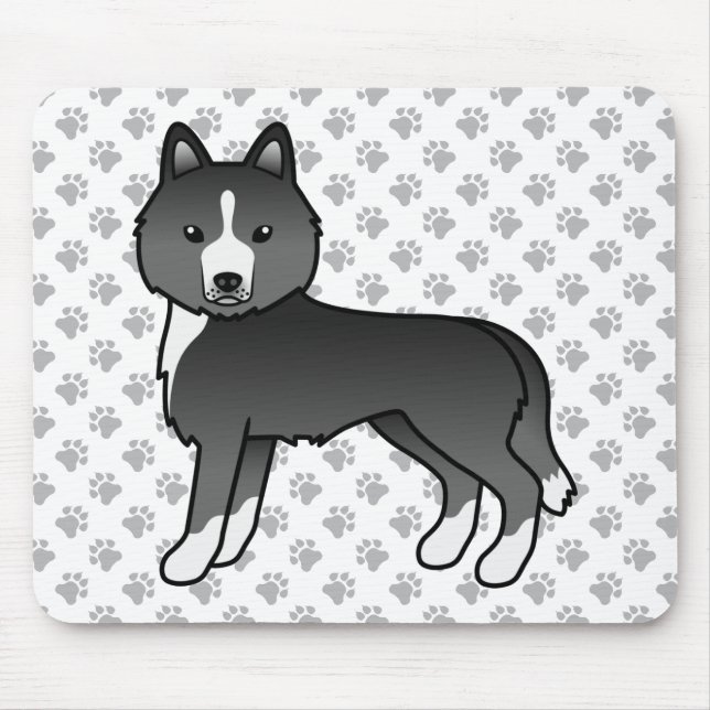Mostly Black Siberian Husky Cute Cartoon Dog Mouse Pad (Front)