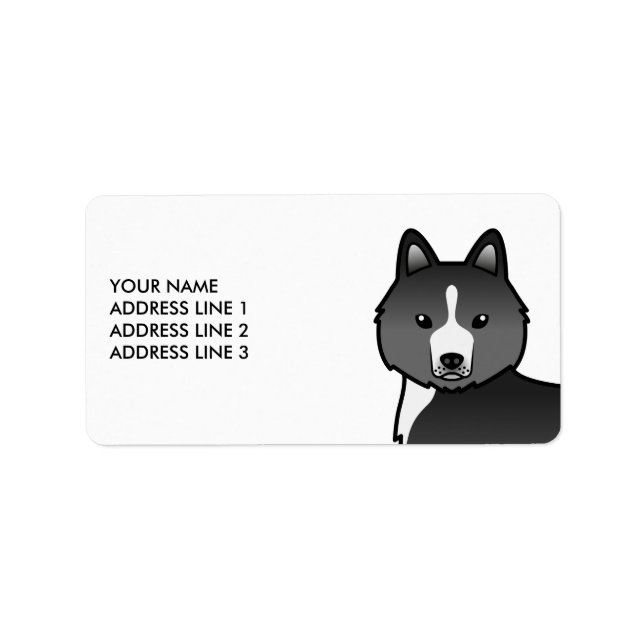 Mostly Black Siberian Husky Dog & Custom Text Label (Front)