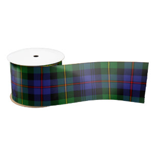Mostly Blue Violet and Green Plaid Pattern Satin R Ribbon