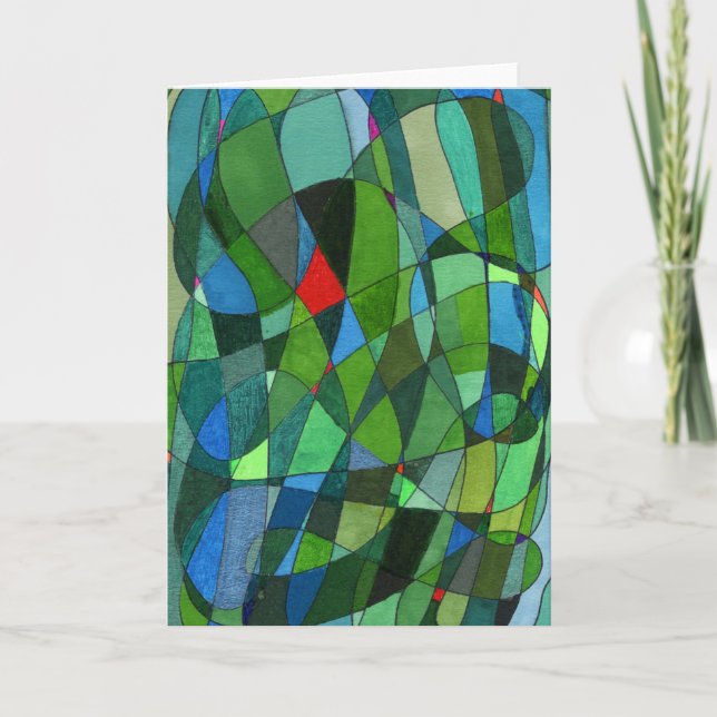 "Mostly Greens" Abstract Design Greeting Card (Front)