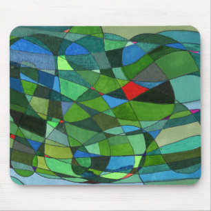 "Mostly Greens" Abstract Design Mousepad