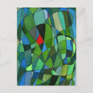 "Mostly Greens" Abstract Design Postcard