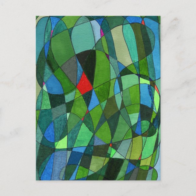 "Mostly Greens" Abstract Design Postcard (Front)