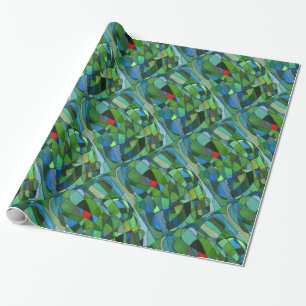 "Mostly Greens" Abstract Design Wrapping Paper