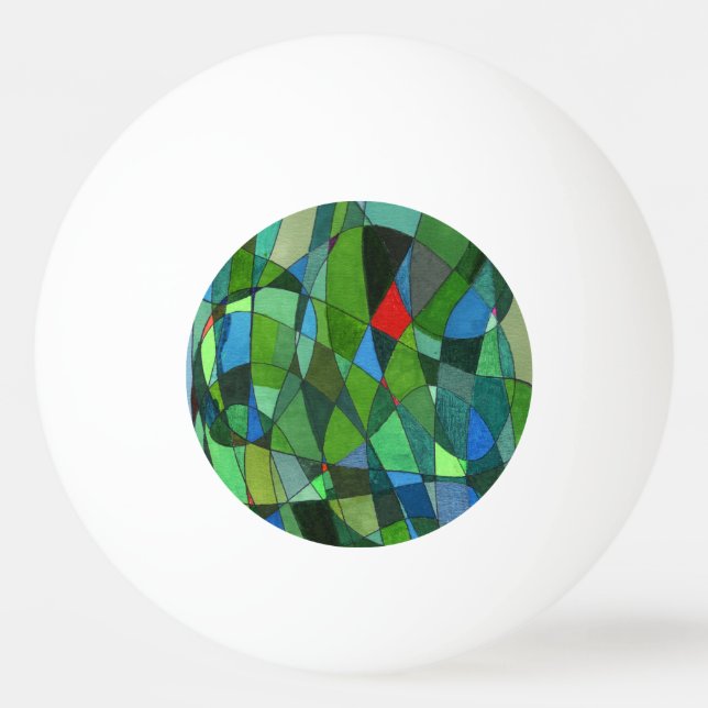"Mostly Greens" Abstract Ping Pong Ball (Front)