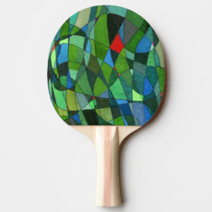 "Mostly Greens" Abstract Ping Pong Paddle